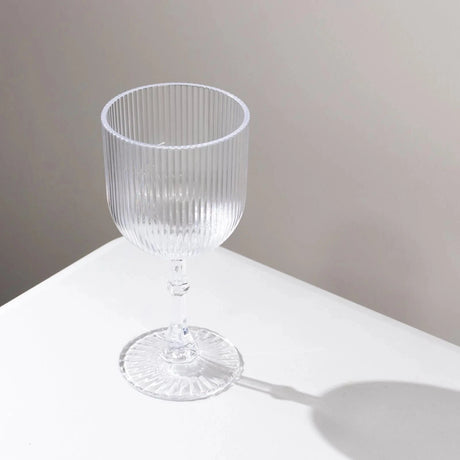 12 Plastic Wine Glasses Vintage Ribbed Pattern