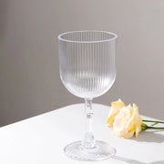 12 Plastic Wine Glasses Vintage Ribbed Pattern