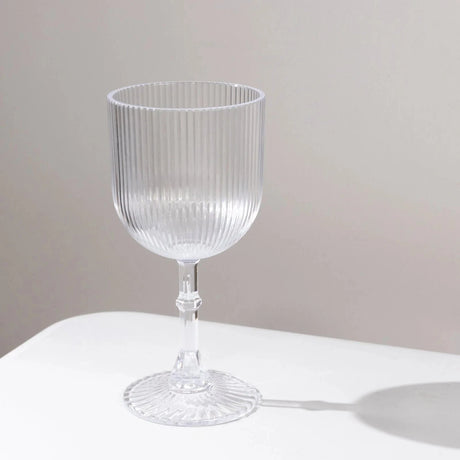 12 Plastic Wine Glasses Vintage Ribbed Pattern