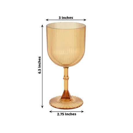 12 Plastic Wine Glasses Vintage Ribbed Pattern