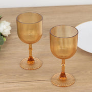 12 Plastic Wine Glasses Vintage Ribbed Pattern
