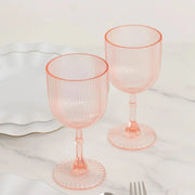 12 Plastic Wine Glasses Vintage Ribbed Pattern
