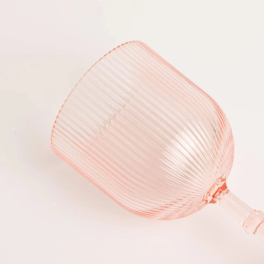 12 Plastic Wine Glasses Vintage Ribbed Pattern