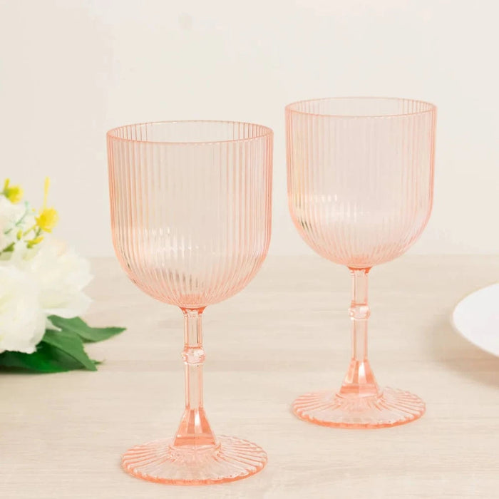 12 Plastic Wine Glasses Vintage Ribbed Pattern
