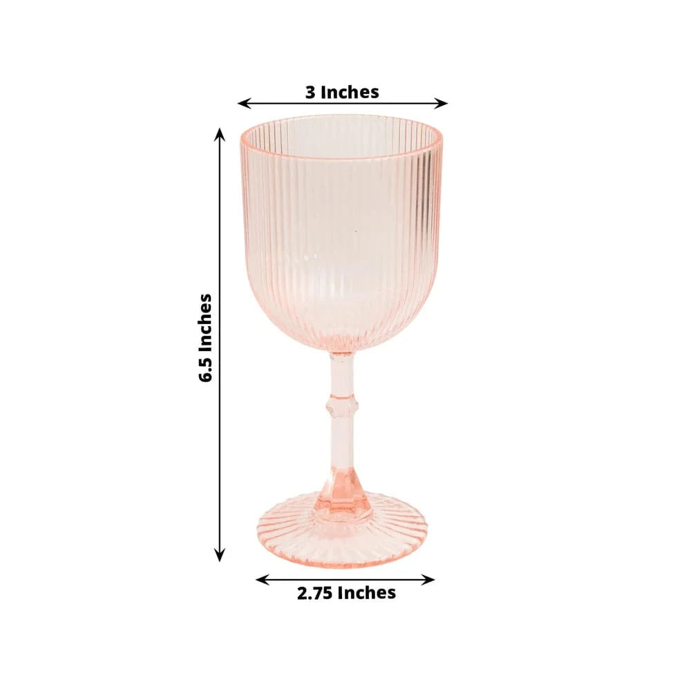 12 Plastic Wine Glasses Vintage Ribbed Pattern