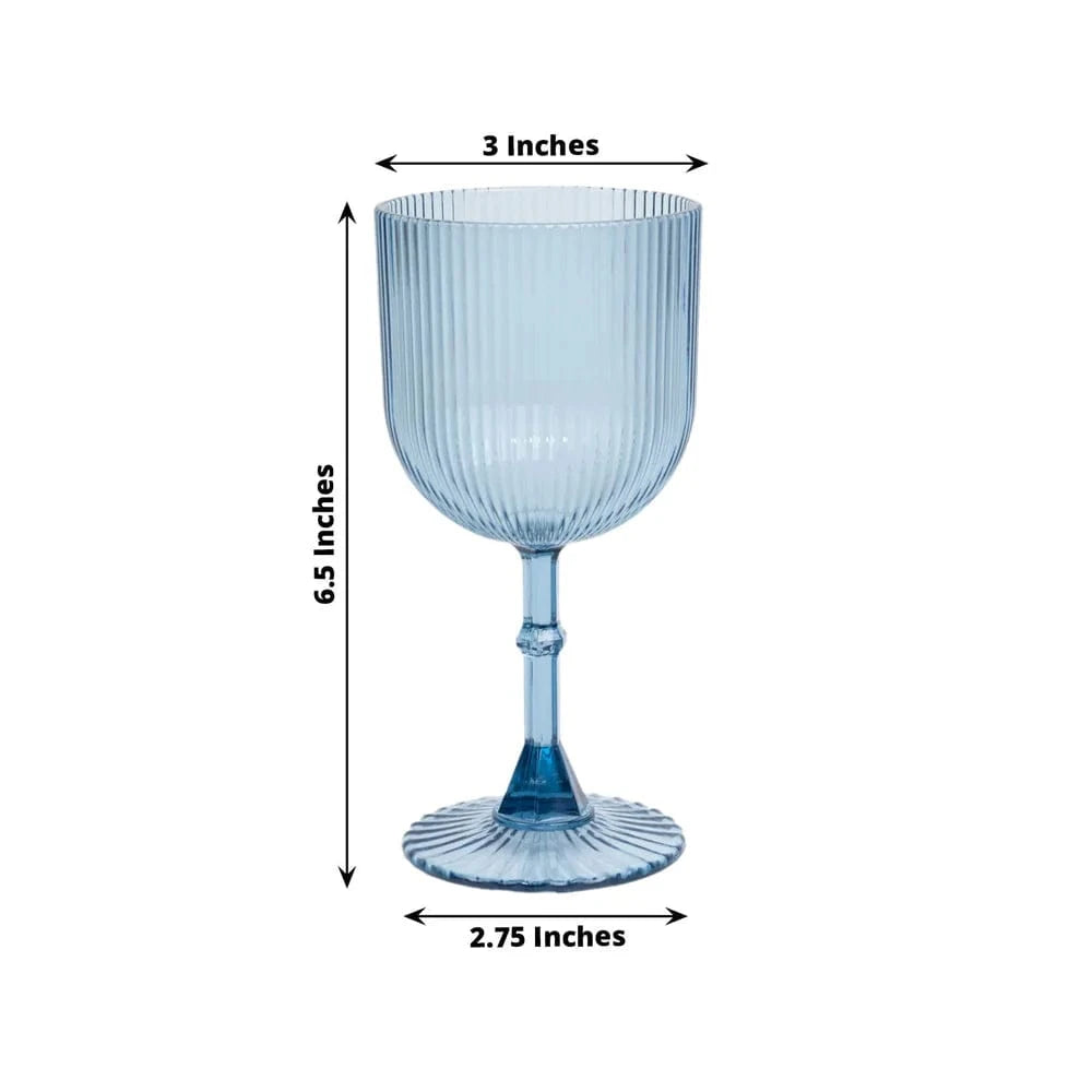 12 Plastic Wine Glasses Vintage Ribbed Pattern