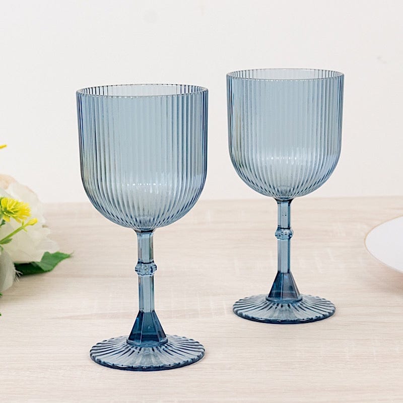 12 Plastic Wine Glasses Vintage Ribbed Pattern