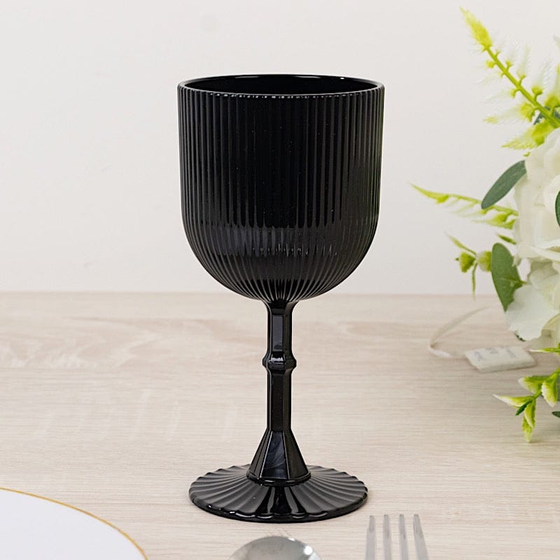 12 Plastic Wine Glasses Vintage Ribbed Pattern