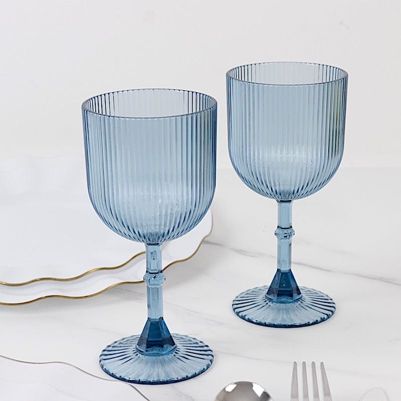 12 Plastic Wine Glasses Vintage Ribbed Pattern