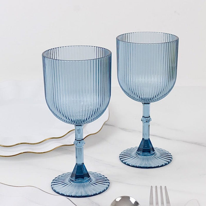 12 Plastic Wine Glasses Vintage Ribbed Pattern