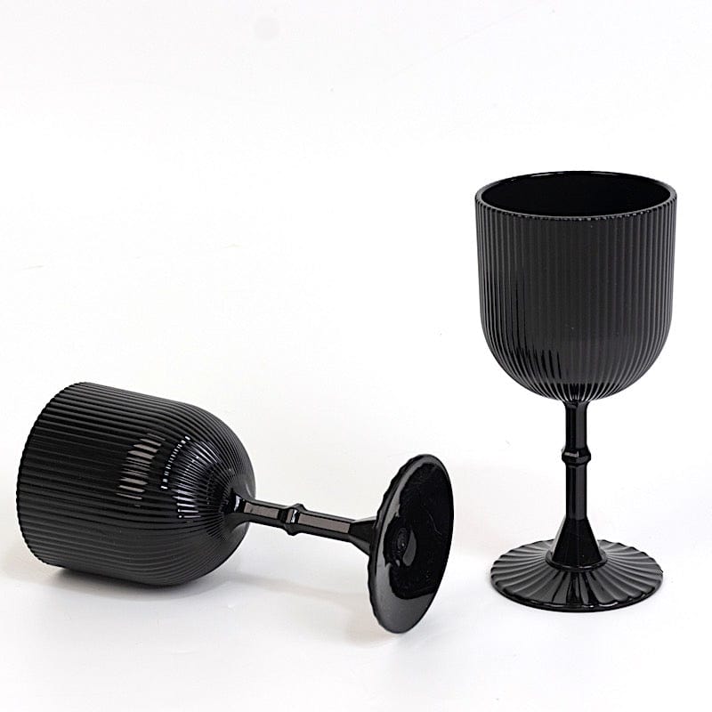 12 Plastic Wine Glasses Vintage Ribbed Pattern