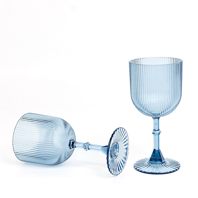 12 Plastic Wine Glasses Vintage Ribbed Pattern