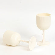 12 Plastic Wine Glasses Vintage Ribbed Pattern