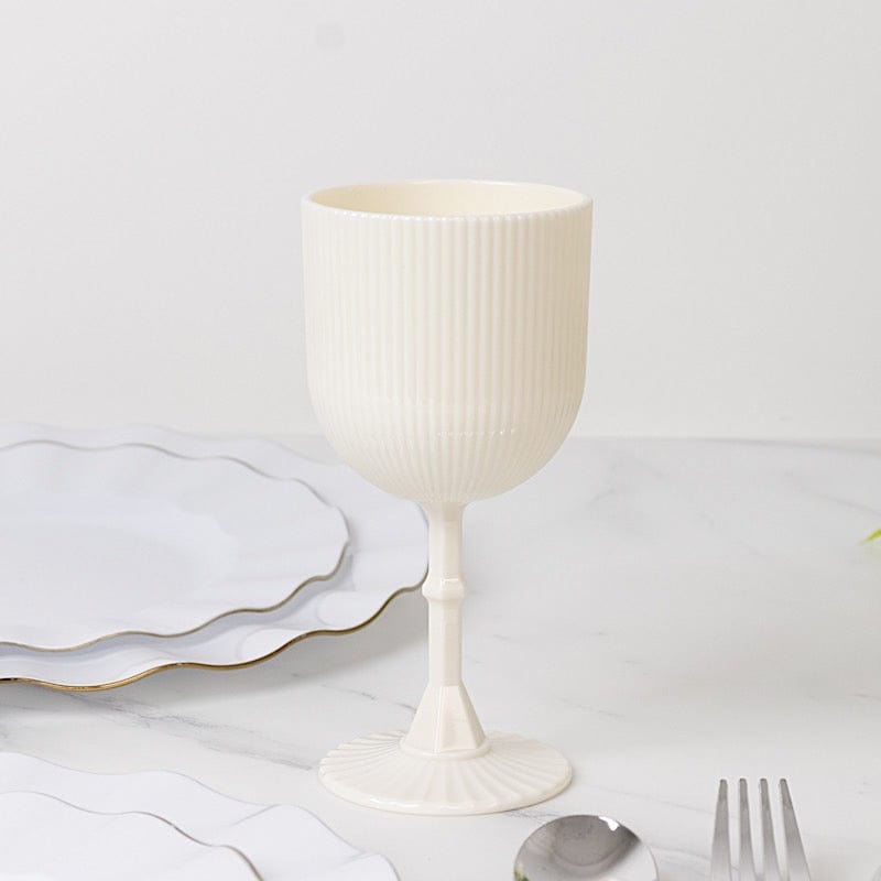 12 Plastic Wine Glasses Vintage Ribbed Pattern