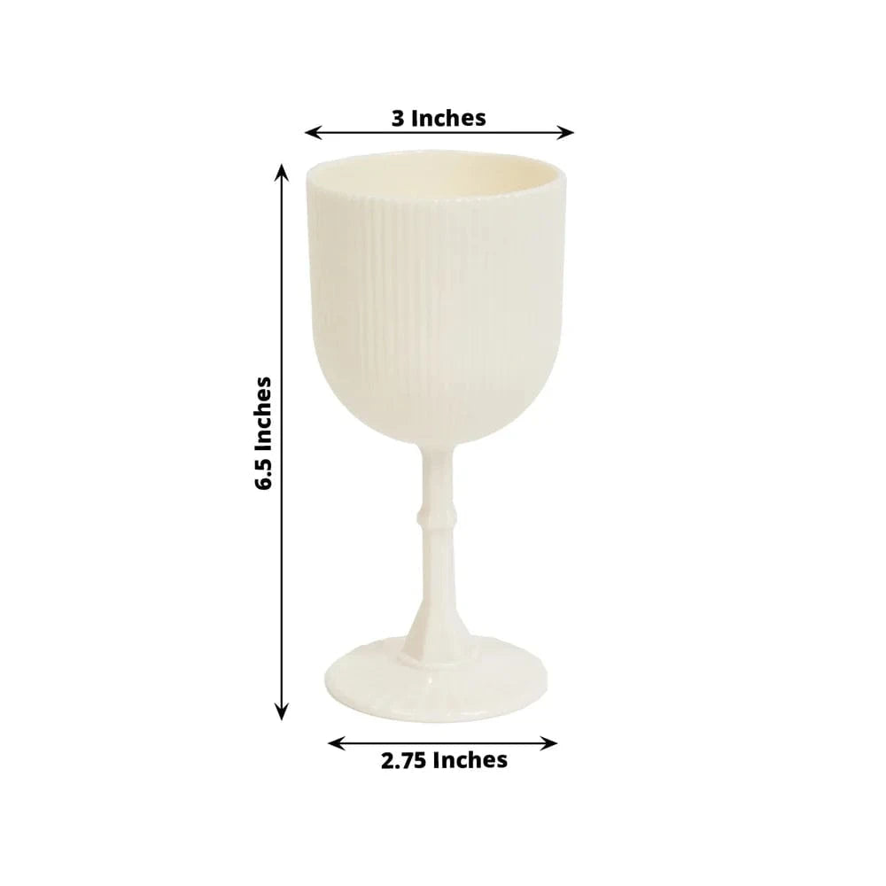 12 Plastic Wine Glasses Vintage Ribbed Pattern