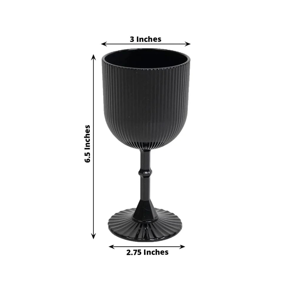 12 Plastic Wine Glasses Vintage Ribbed Pattern