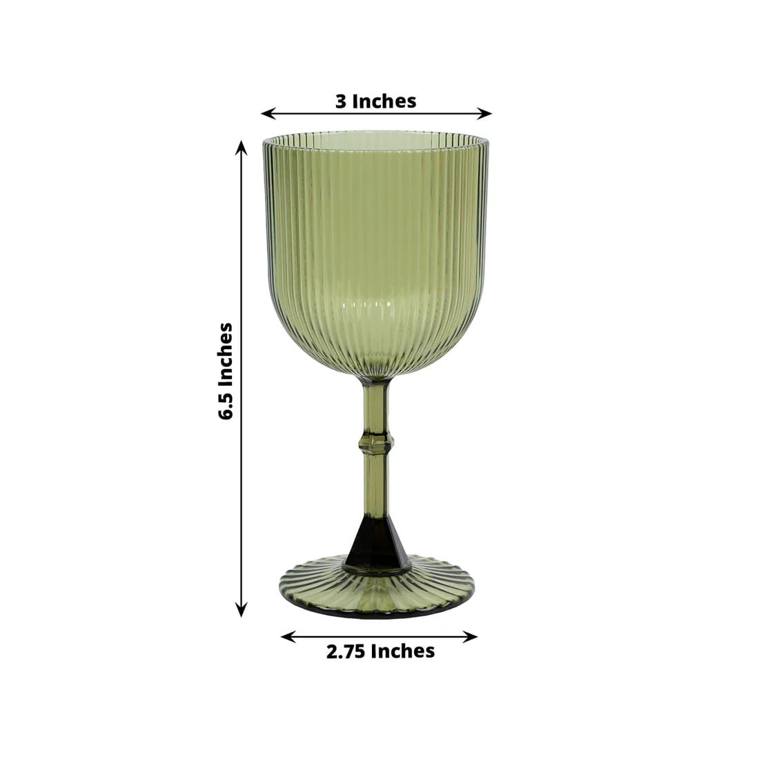12 Plastic Wine Glasses Vintage Ribbed Pattern