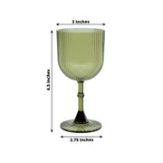 12 Plastic Wine Glasses Vintage Ribbed Pattern