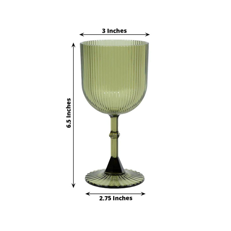 12 Plastic Wine Glasses Vintage Ribbed Pattern