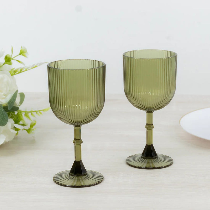 12 Plastic Wine Glasses Vintage Ribbed Pattern