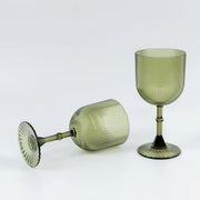 12 Plastic Wine Glasses Vintage Ribbed Pattern