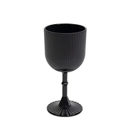 12 Plastic Wine Glasses Vintage Ribbed Pattern DSP_CUWN008_9_BLK