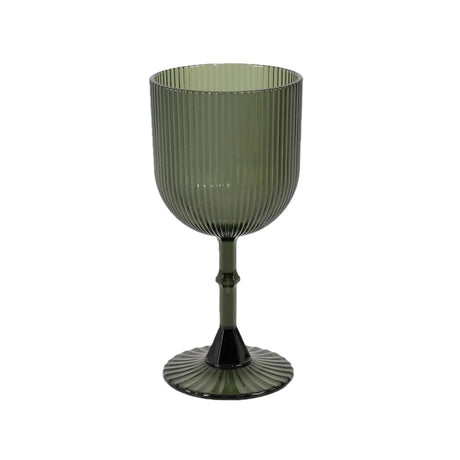 12 Plastic Wine Glasses Vintage Ribbed Pattern DSP_CUWN008_9_HUNT