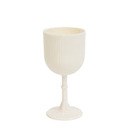 12 Plastic Wine Glasses Vintage Ribbed Pattern DSP_CUWN008_9_WHT