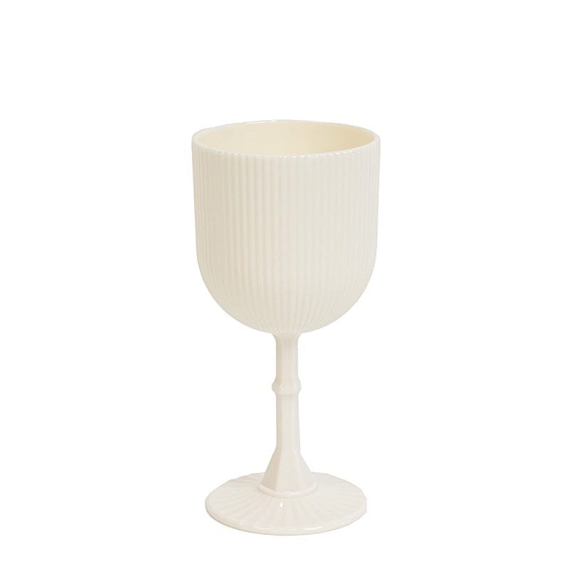 12 Plastic Wine Glasses Vintage Ribbed Pattern DSP_CUWN008_9_WHT