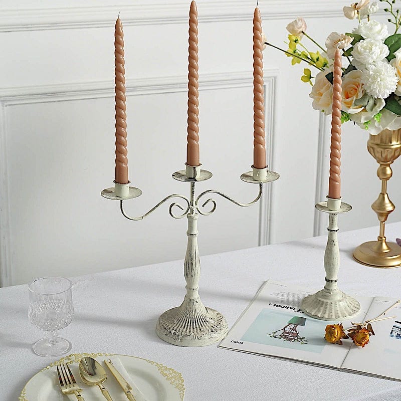 12 Premium Spiral Unscented Wax Dinner Candle Sticks