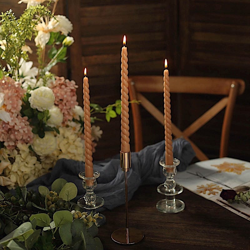 12 Premium Spiral Unscented Wax Dinner Candle Sticks