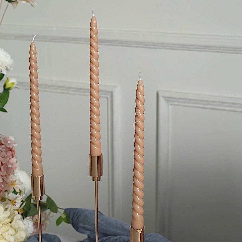 12 Premium Spiral Unscented Wax Dinner Candle Sticks