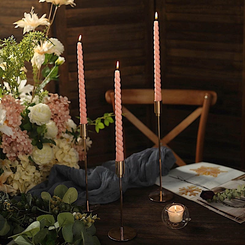 12 Premium Spiral Unscented Wax Dinner Candle Sticks