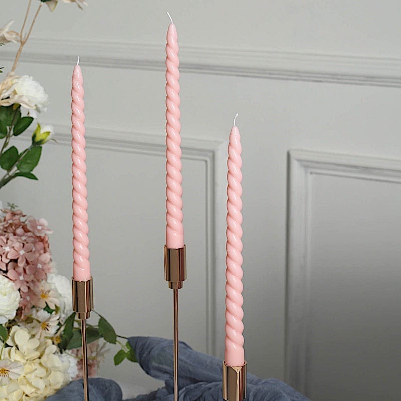 12 Premium Spiral Unscented Wax Dinner Candle Sticks