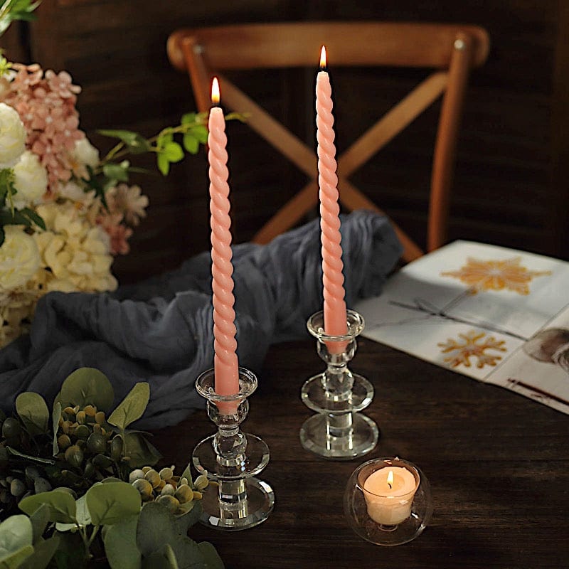 12 Premium Spiral Unscented Wax Dinner Candle Sticks