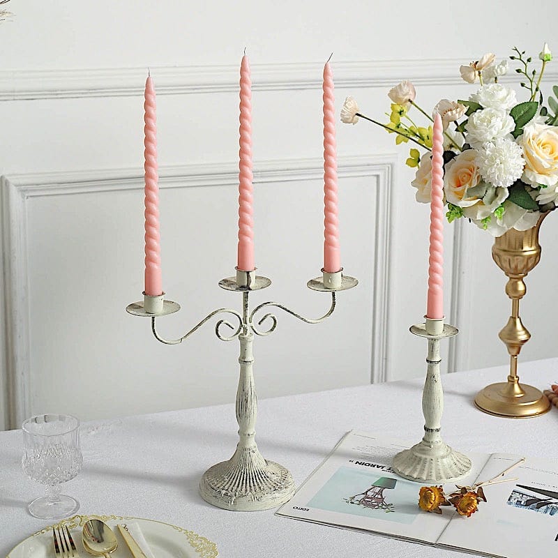12 Premium Spiral Unscented Wax Dinner Candle Sticks