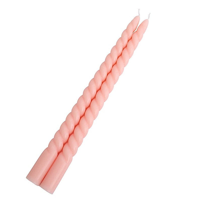 12 Spiral 11 Long Unscented Premium Wax Taper Candles Rose Gold