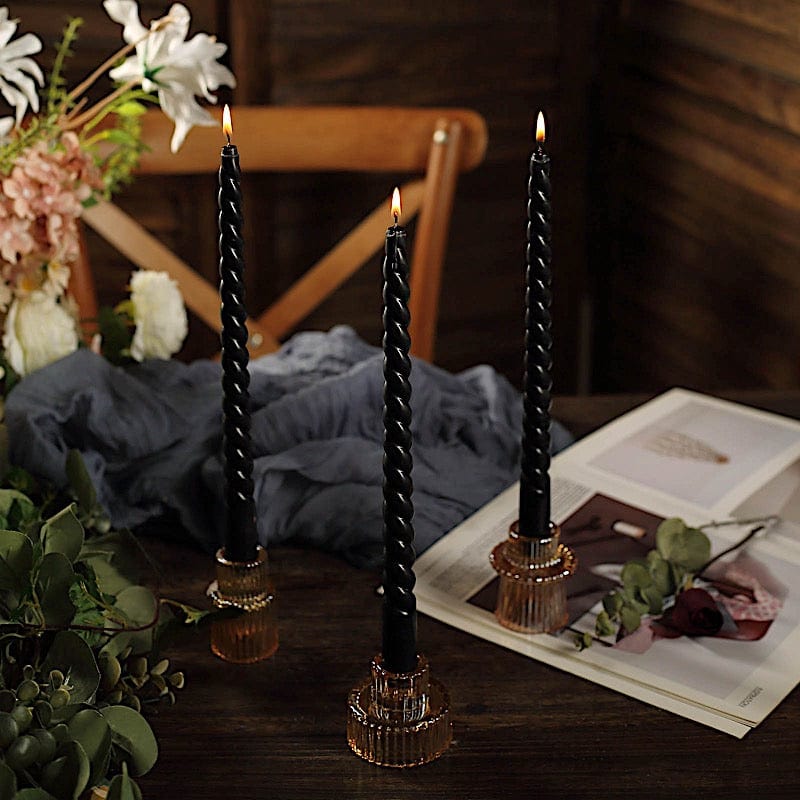 12 Premium Spiral Unscented Wax Dinner Candle Sticks