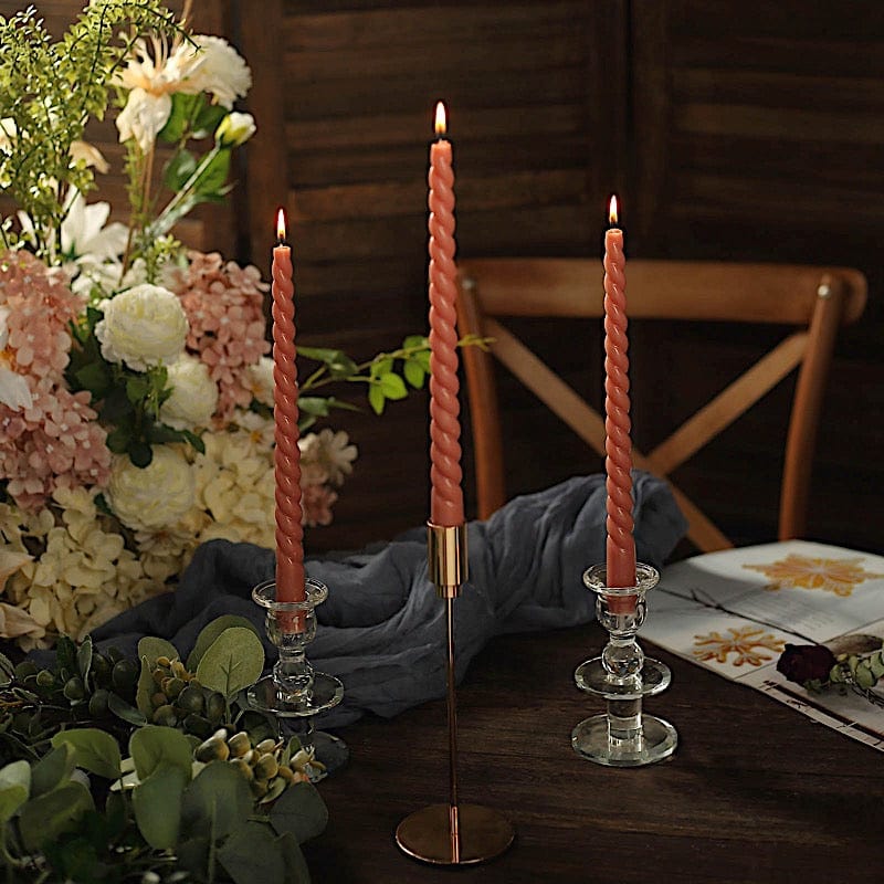 12 Premium Spiral Unscented Wax Dinner Candle Sticks