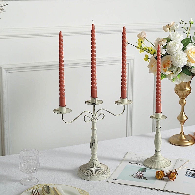 12 Premium Spiral Unscented Wax Dinner Candle Sticks