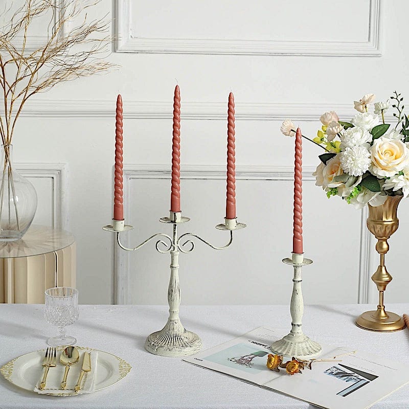 12 Premium Spiral Unscented Wax Dinner Candle Sticks