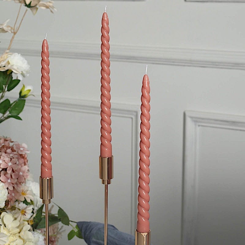 12 Premium Spiral Unscented Wax Dinner Candle Sticks