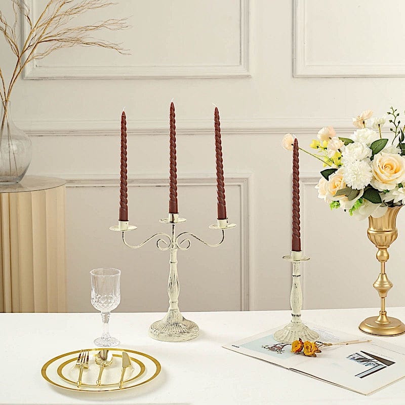 12 Premium Spiral Unscented Wax Dinner Candle Sticks