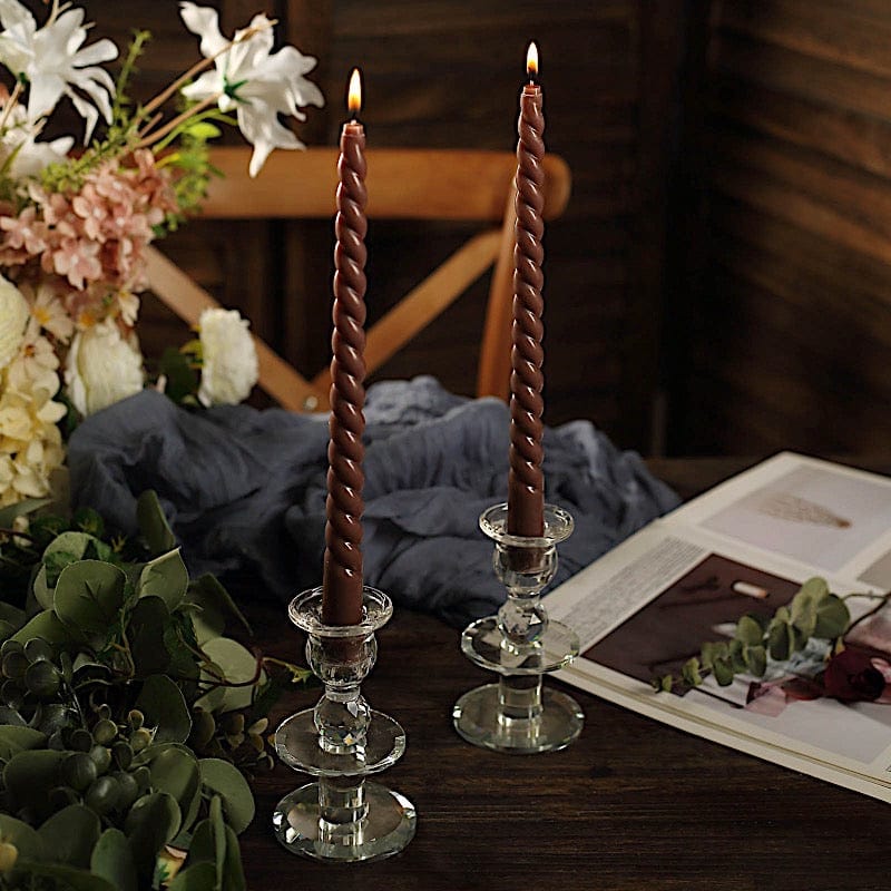 12 Premium Spiral Unscented Wax Dinner Candle Sticks