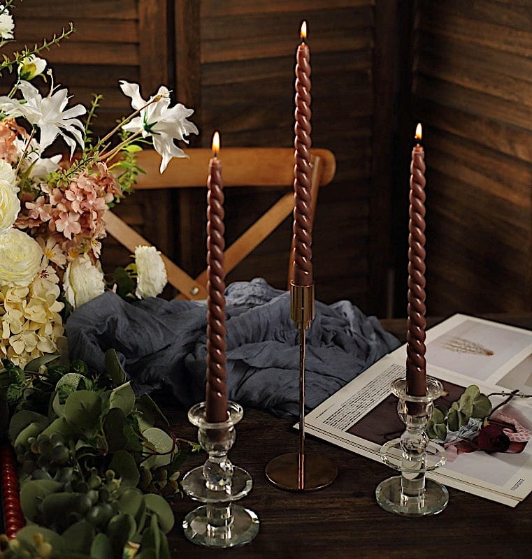 12 Premium Spiral Unscented Wax Dinner Candle Sticks