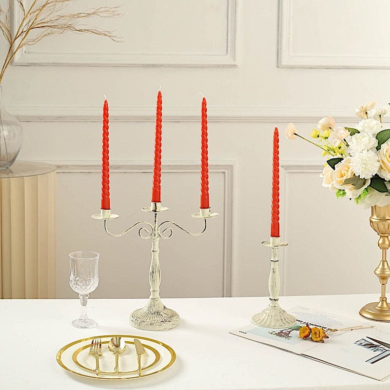 12 Premium Spiral Unscented Wax Dinner Candle Sticks