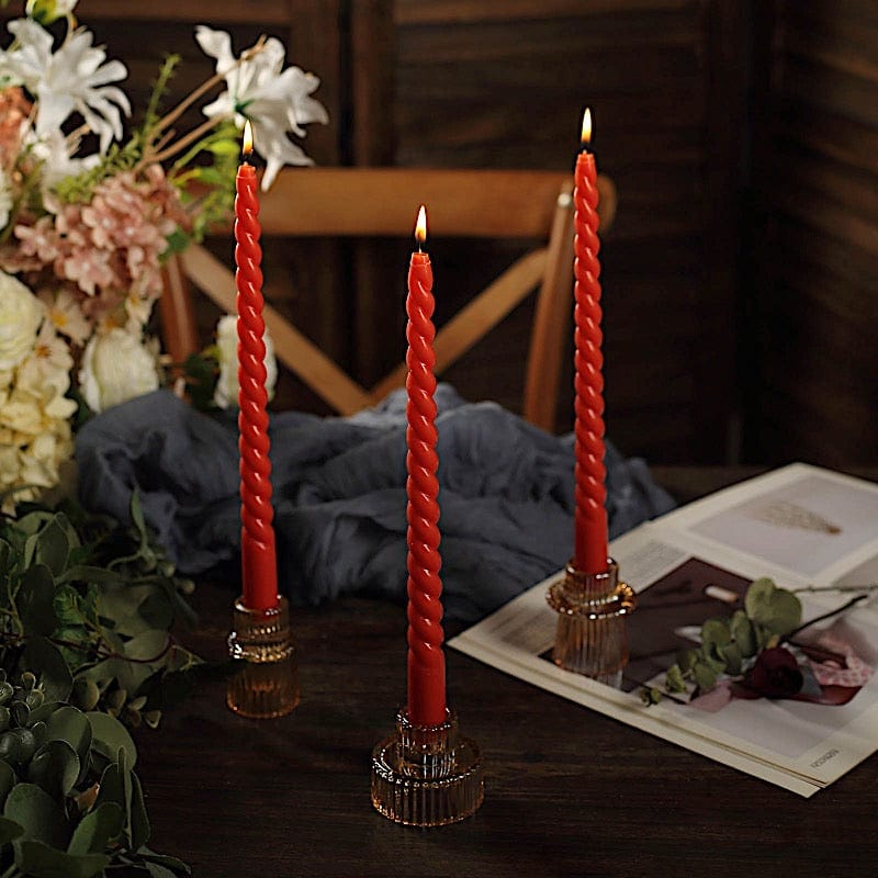 12 Premium Spiral Unscented Wax Dinner Candle Sticks