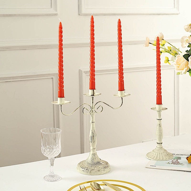 12 Premium Spiral Unscented Wax Dinner Candle Sticks