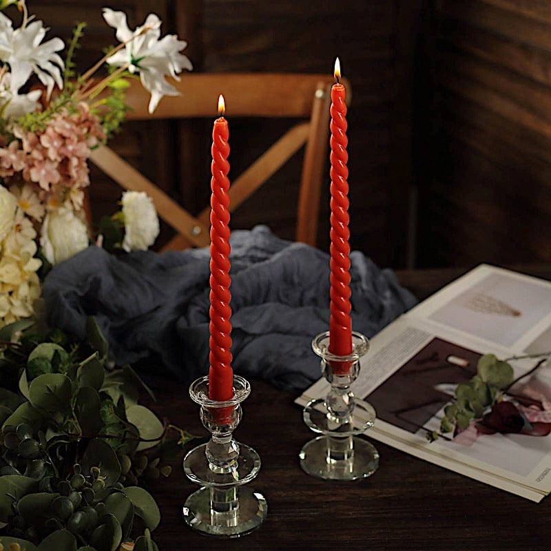 12 Premium Spiral Unscented Wax Dinner Candle Sticks