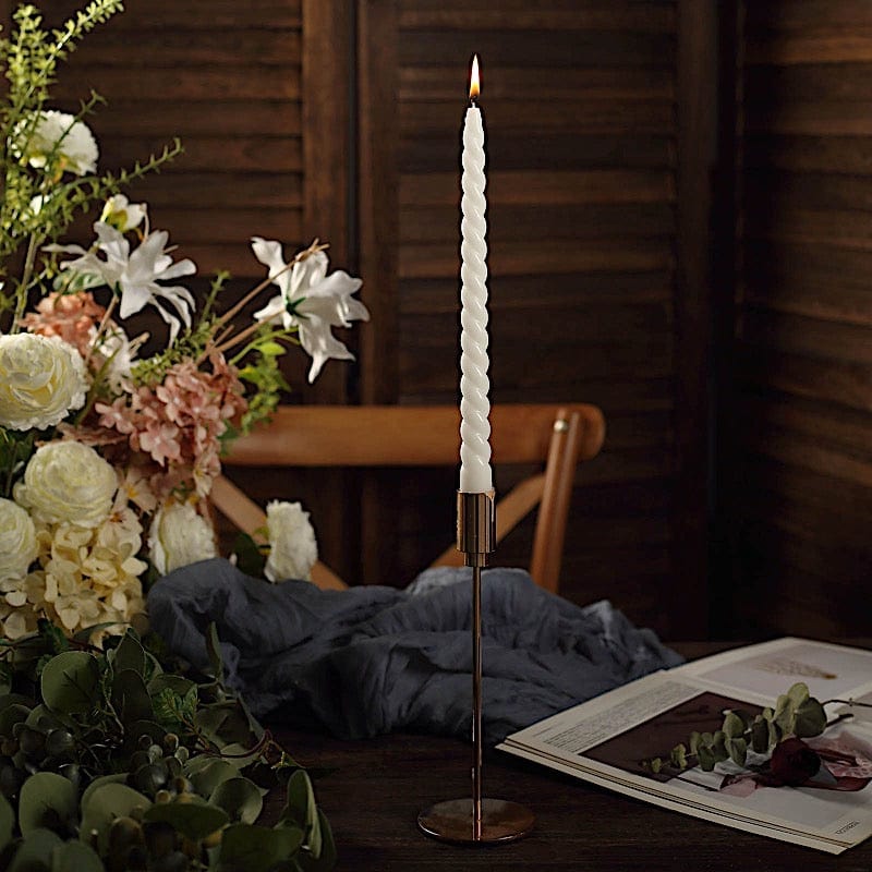12 Premium Spiral Unscented Wax Dinner Candle Sticks